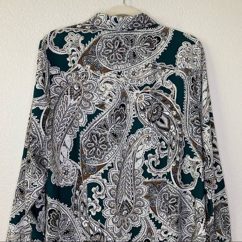 Chico's Chico’s Size Large Paisley Ruffled Front Button Down Top