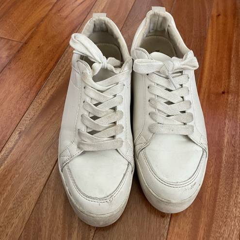 Mango  White Leather Platform Sneaker