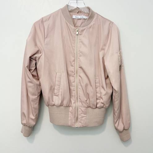 Bishop and Young  Satin Bomber Jacket in Dusty Rose