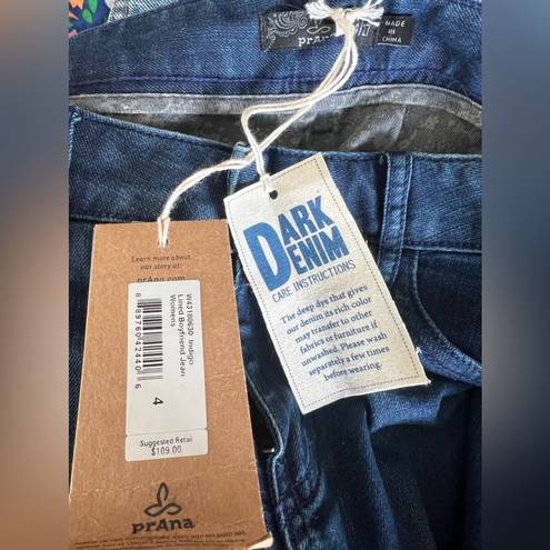 prAna  Indigo Lined Boyfriend Jean Womens new with tags