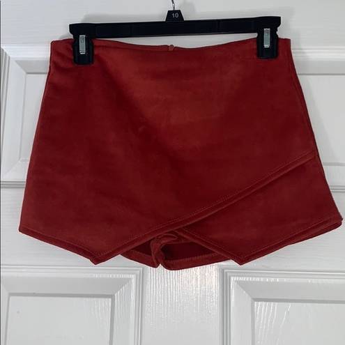 Blue Blush Rust Orange Suede Envelope Skort