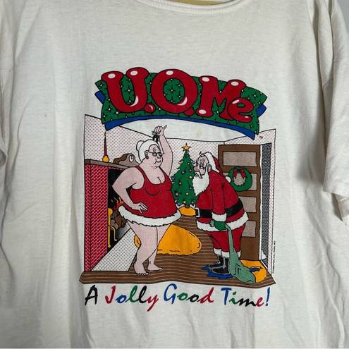 ma*rs Vintage 100% Cotton Naughty Santa  Clause One Size Short Sleeve T Shirt