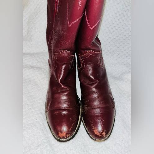 Justin Boots Vintage  Dark Red Leather sz 7.5