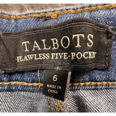 Talbots  Flawless Five Pocket Straight Leg Raw Hem Curvy Jeans Blue Womens Sz 6