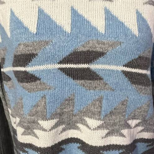 a.n.a  Aztec Print Blue/White Crew Neck Sweater Medium NWT