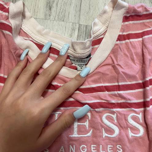 GUESS pink striped crop top