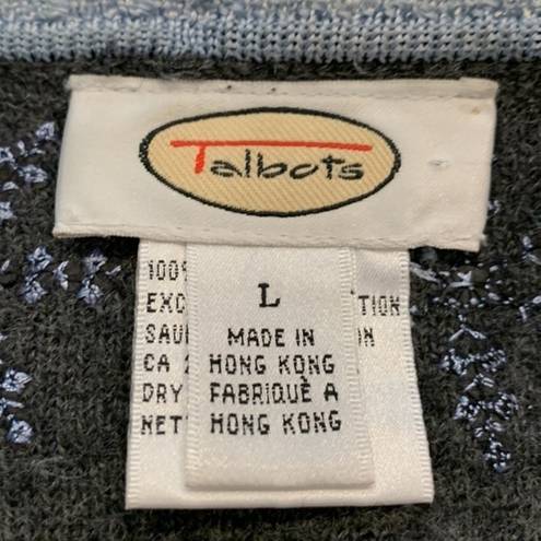 Talbots  vintage wool zip front embroidered cardigan sweater L