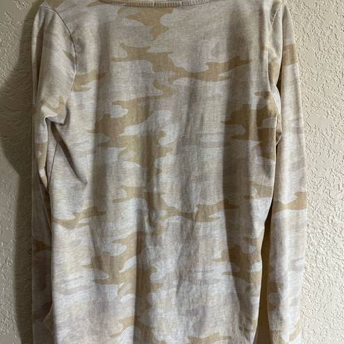 Z Supply  Tan and Beige Camo Long Sleeve Shirt - Size XS