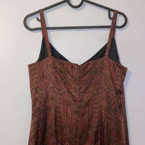 Loft Ann Taylor  Silk Paisley Spaghetti Strap Dress Sequin Hem size 8