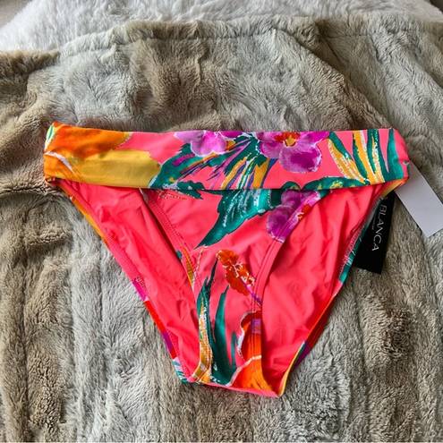 La Blanca  Pink Orange Watercolor Floral Bikini Swim Bottom Size 10 NWT