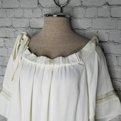 Alexis Hanne Blouse Medium Womens Off Shoulder Strap Eyelet Ivory