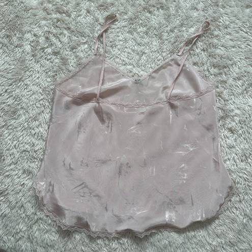 Maidenform Vintage 80s Pink Satin Cami Bow  Art Deco Coquette