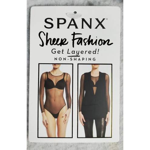 Spanx  Sheer Fashion Bodysuit Size Large Black Non Shaping Thong Layer Sexy New