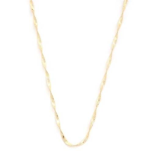 Twisted Flat Snake Link  Gold 14 Inch Chain Necklace