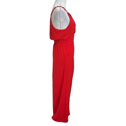 Vix Paula Hermanny  Cyndi Crinkled Voile Midi Wrap Dress Red Womens Size L