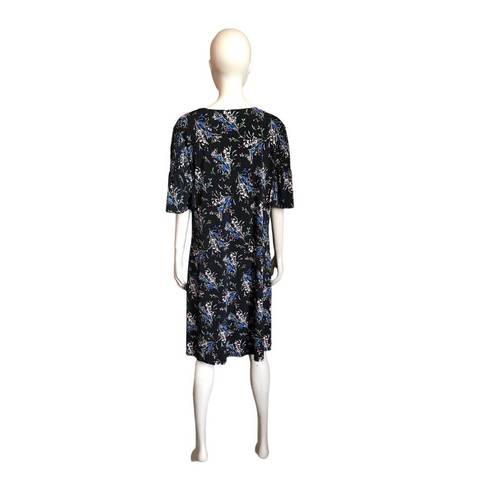 CeCe  Black Floral V Neck Short Sleeve Dress