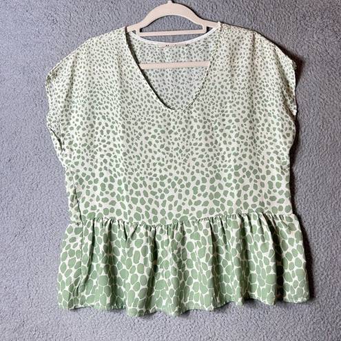 Harper Haptics by Holly  Top Women XS Mint Fresh Short Sleeve Spots Oversized NEW