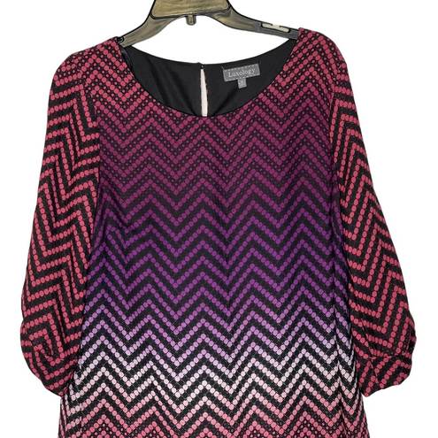 Luxology  Dress Size 10 Multi Color Chevron Striped Womens Lined Polyester