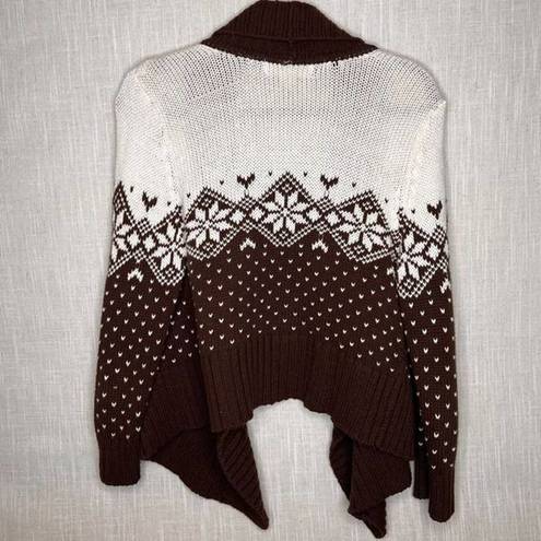 Decree  Small Brown Nordic Style Cardigan Open Front Shawl Collar