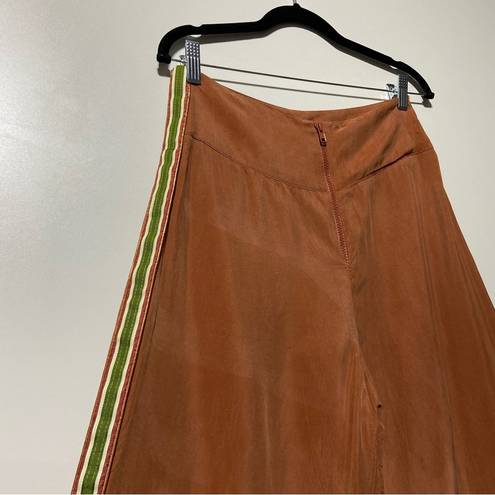 Tribe Kelley  Staff Bells Rust Orange Flare Pants with Green Stripe Size Large