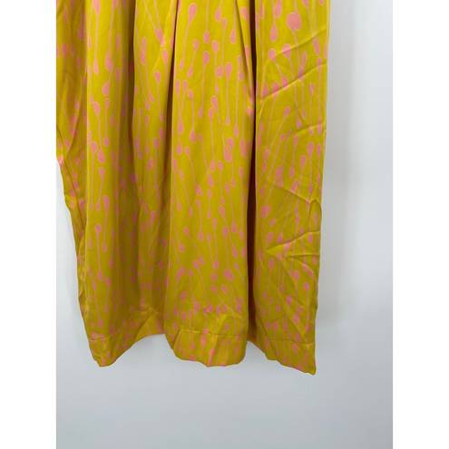 Collective Concepts  Top Women MEDIUM Yellow Pink Printed Sleeveless Polyester