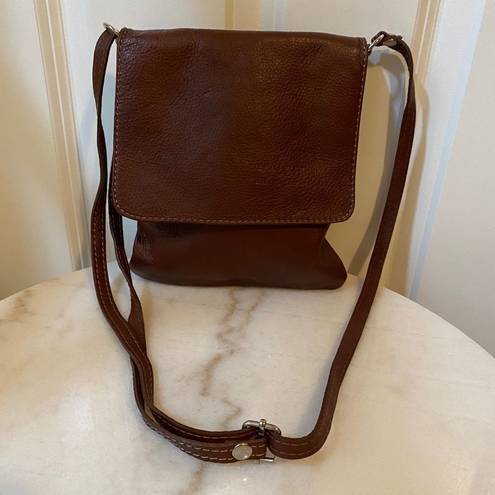 Vera Pelle  brown pebbled leather crossbody ITALY