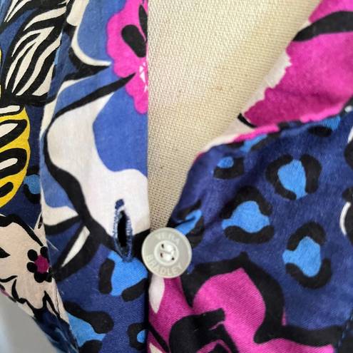 Vera Bradley  African Violet Womens Shirt Size XS Sleep Button Front Blue