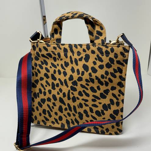 Stella & Dot  Game Changer Cheetah Leopard Animal Print Canvas Crossbody Purse