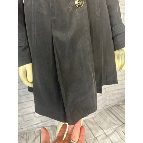 Croft & Barrow Kenneth Cole black trench coat with gold buttons and belt size medium