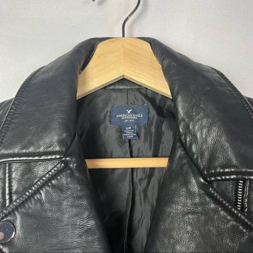 American Eagle  AEO Black Faux Vegan Leather Moto Jacket S