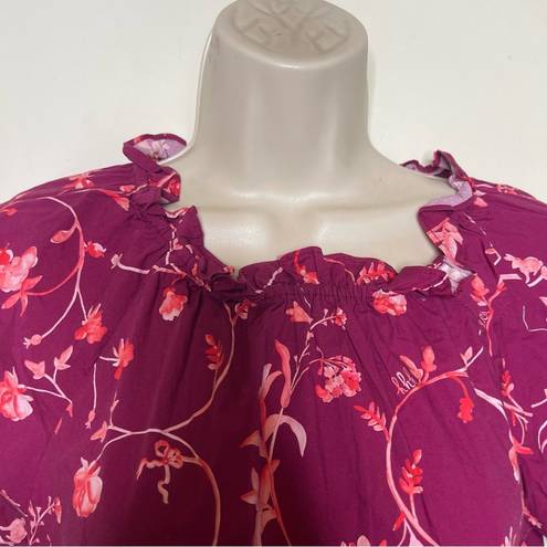 Hill House  The Katherine Nap Dress in Burgundy Botanical Poplin mini dress Sz S