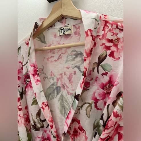 Show Me Your Mumu EUC  Bridal White and Pink Floral Robe Size S-L