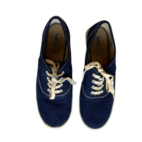 Keds Original Lace Up Sneakers Women's 8.5 Shoes Navy Blue Canvas WF34200 $55