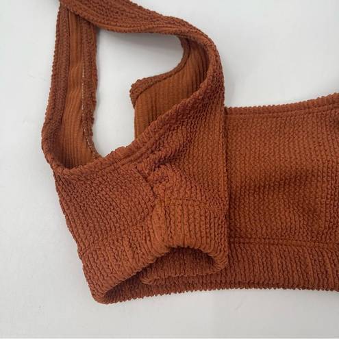 Good American NEW  Bikini Top Always Fits Textured Rust Brown 1/2 US S/M NWOT