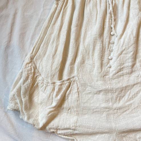 Sabo Skirt Boho Beach White Romper with Pockets Size S