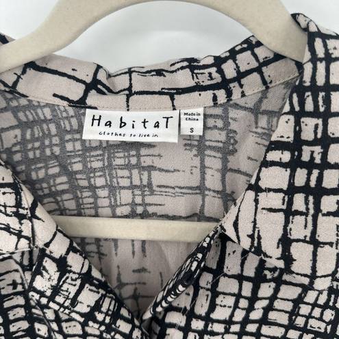 Habitat  Clothes To Live In Cream Black Button Front Blouse Sz Small