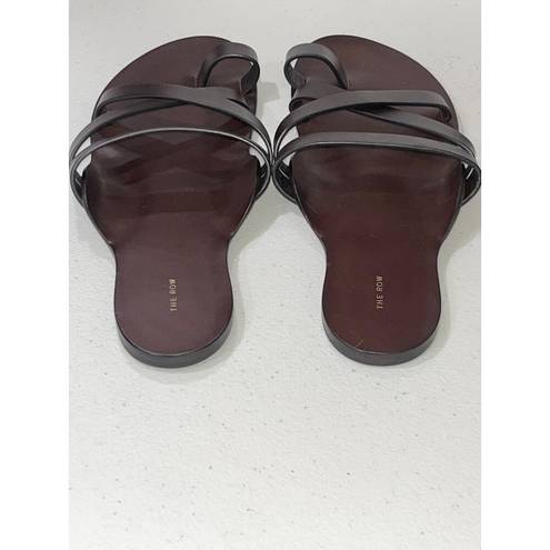 The Row  Kris Leather Sandals in Espresso Brown 41 With Box Womens Slides