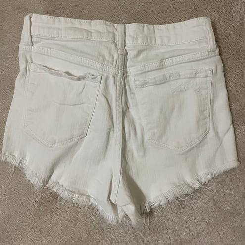 Eunina High Waisted Distressed White Shorts