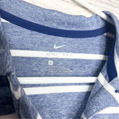 Nike  Dri-Fit Sleeveless Striped Polo Shirt Blue Gray & White Size Large Golf