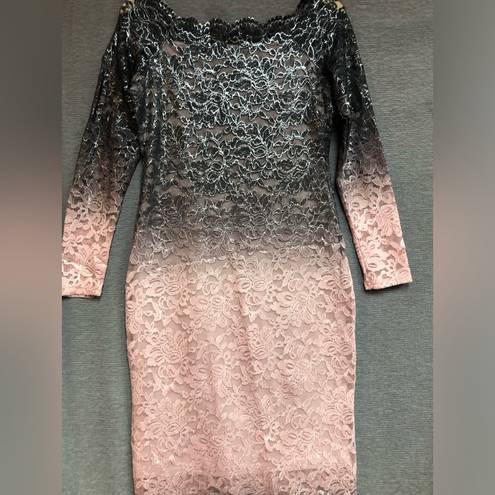 Onyx  night, 10 long sleeve dress with mauve, pink and black ombre