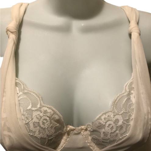 Frederick's of Hollywood VTG Frederick’s of Hollywood Ivory Ruched Chemise Neglige M Lacey Sexy Croquette