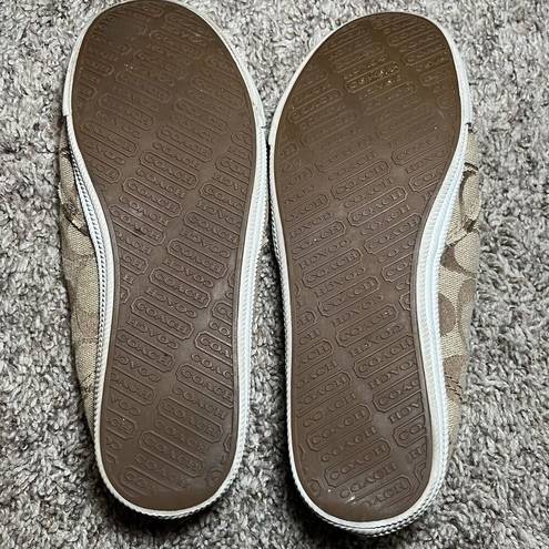 Coach  Womens Size 6.5B Katie Canvas Slip On Sneaker Brown Signature Shoes