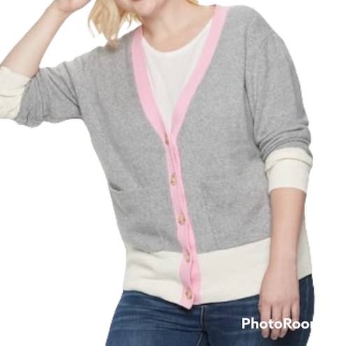 Popsugar Color Block V Neck Cardigan