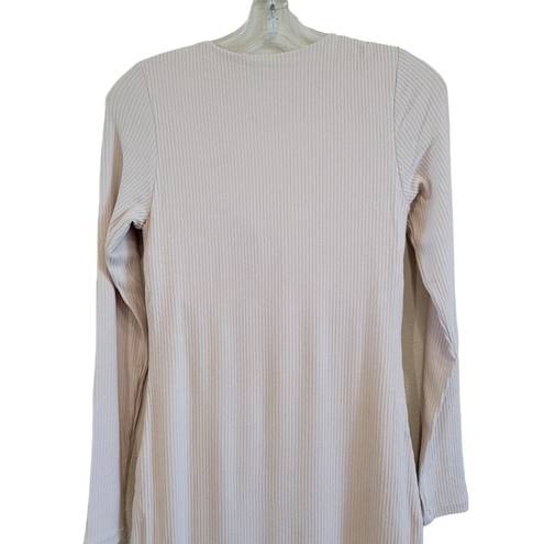 Klassy Network  Crew Neck Long Sleeve Ribbed Maxi Dress Cream White Size Medium