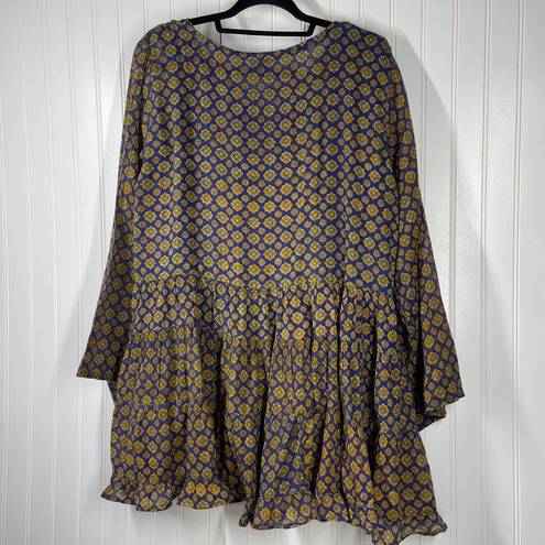 La Femme  Women’s Brown Cotton Long Sleeve Crew Neck Pullover Tunic Top Size M