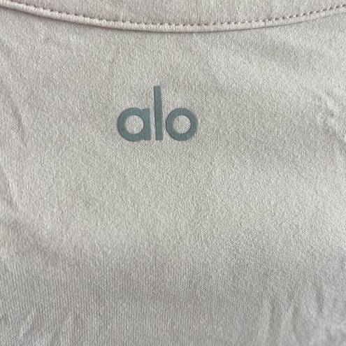 Alo Yoga  Stretch Neutral Tan Cream Cropped Top Athleisure Active Yoga XS