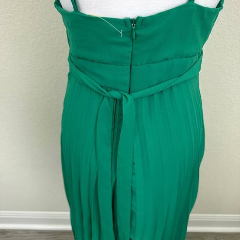 Jessica Simpson  Womens Strapless V Neck Pleated Midi Dress Green Size S