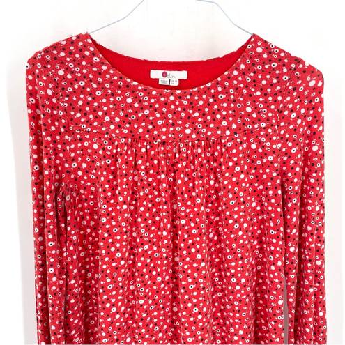 Daisy BODEN Flare Cuff Red & White Rosehip Aditya  Long Sleeve Smocked Blouse Top