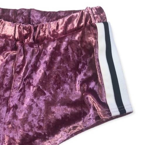 Lounge Pink Velvet Side Striped High Rise  Booty Shorts