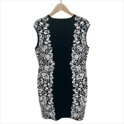 Philosophy NWT  Floral Colorblock Knit Bodycon Dress Black & White Size Medium